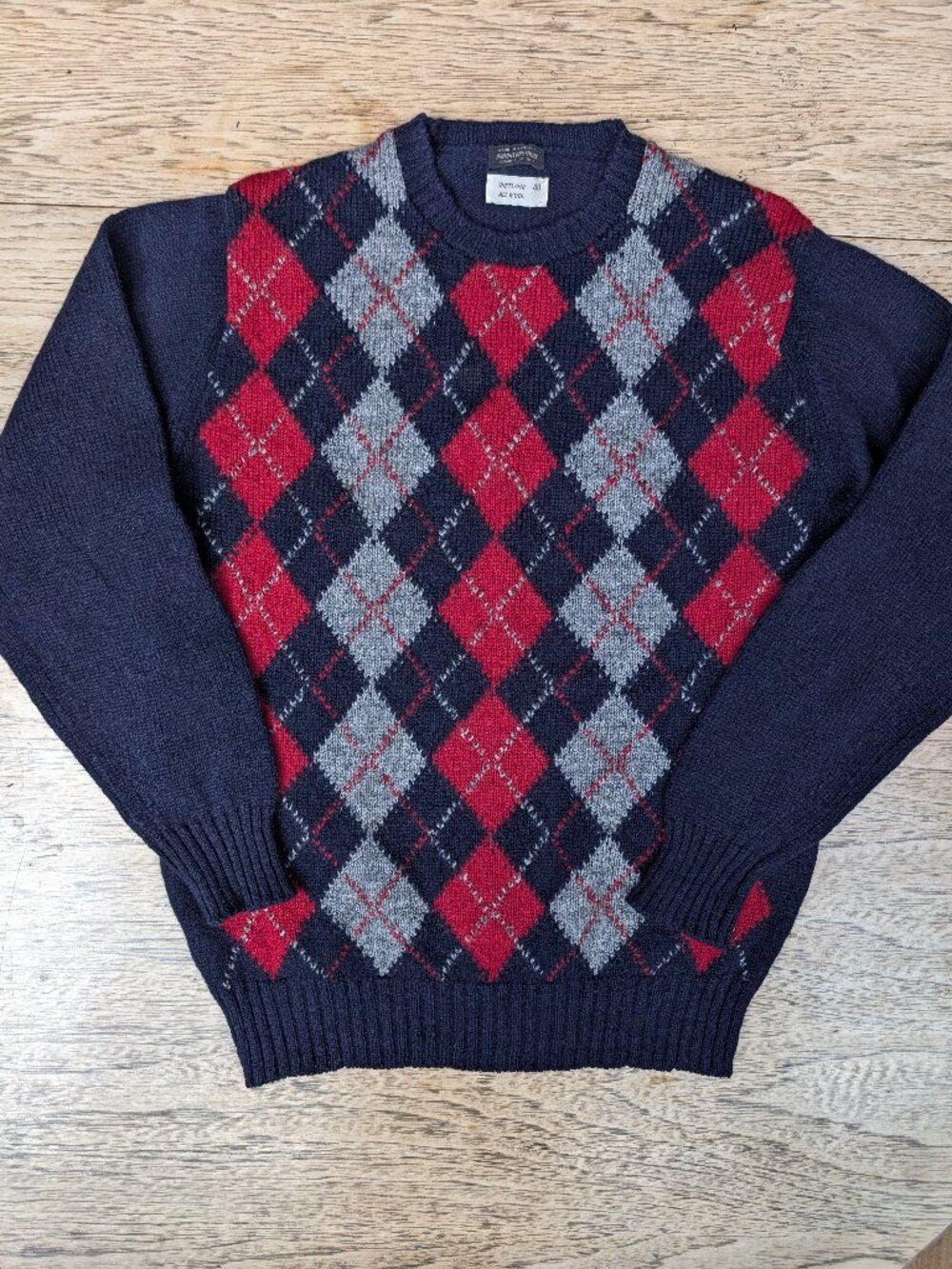 Vintage Brooks Brothers made in England 100% wool argyle sweater 40 approx M